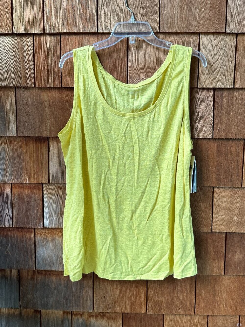 NWT Eileen Fisher Citron U-Neck Sleeveless Long Line Linen Tank Top - Women's 1X